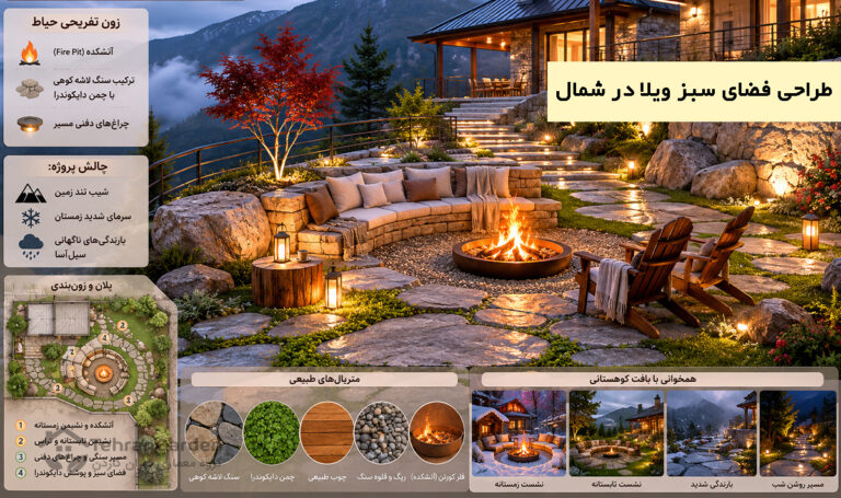 طراحی فضای سبز ویلا در شمال
