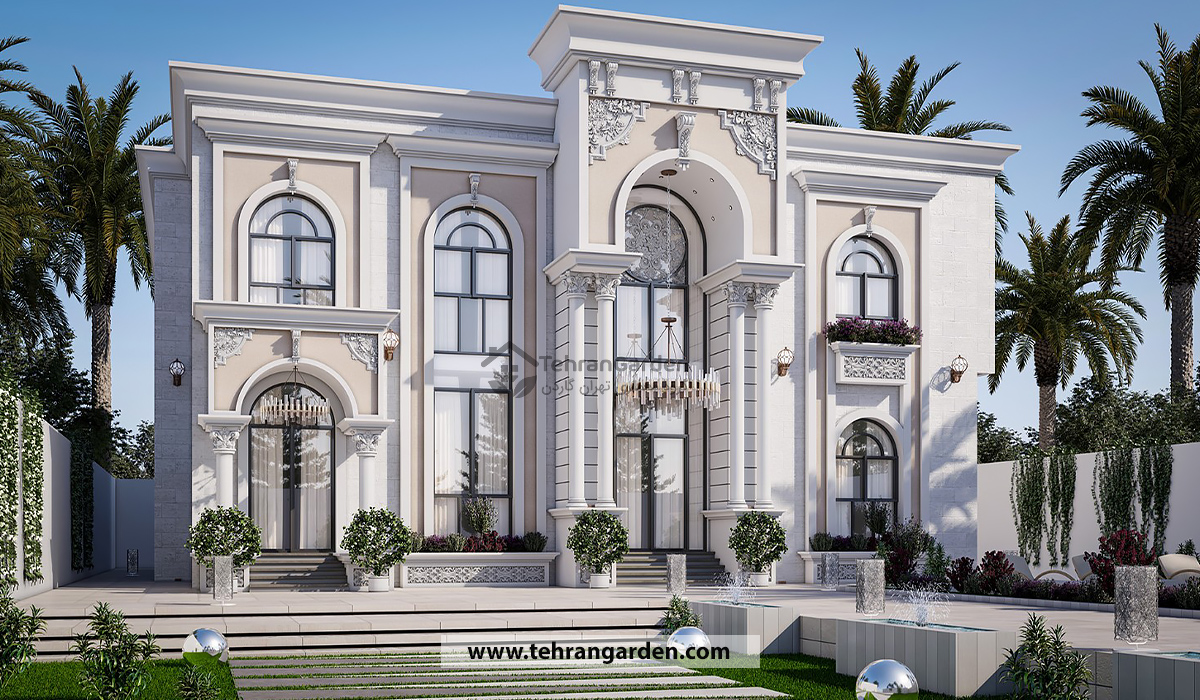 محوطه ویلا کلاسیک لوکس