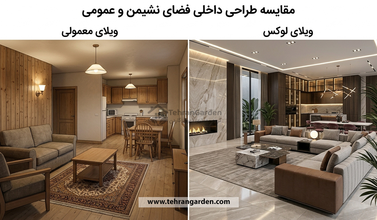 طراحی فضای نشیمن ویلای لوکس