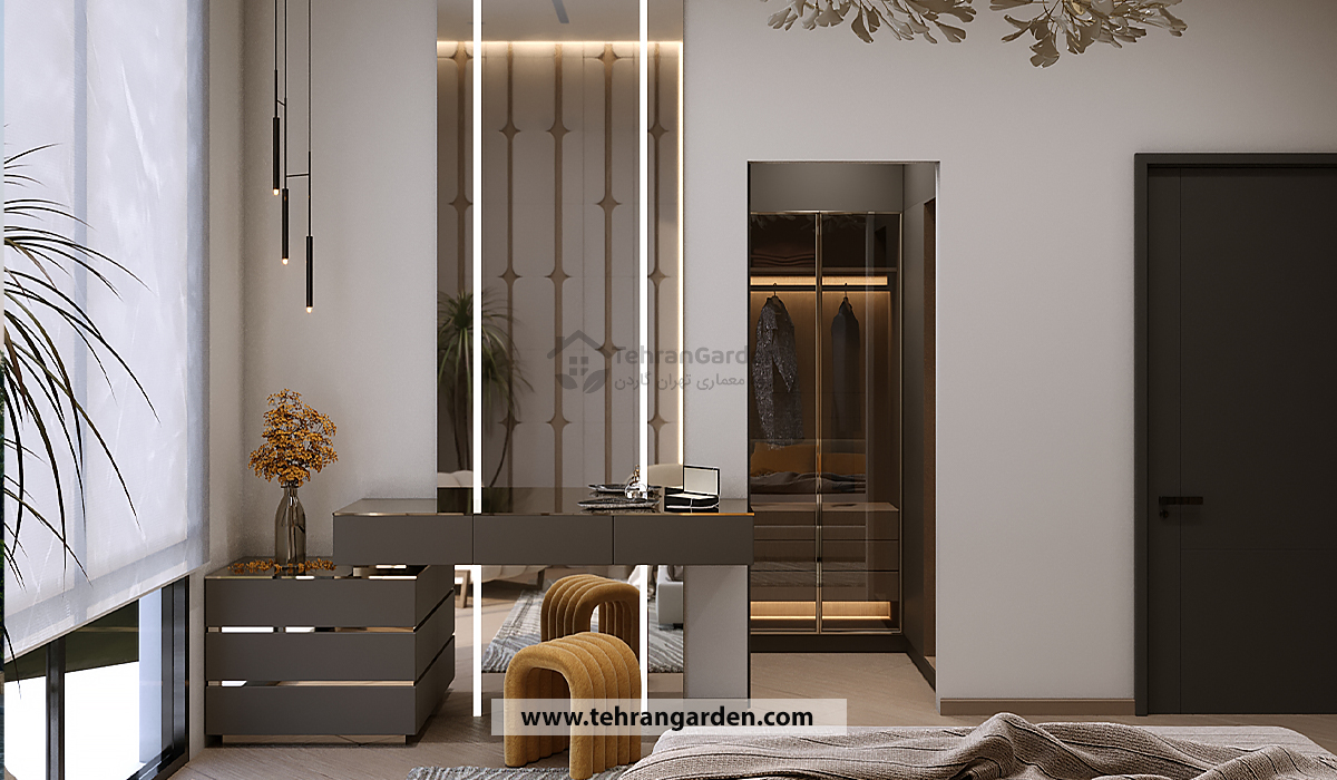 دکوراسیون اتاق خواب مستر با کلوزت مدرن