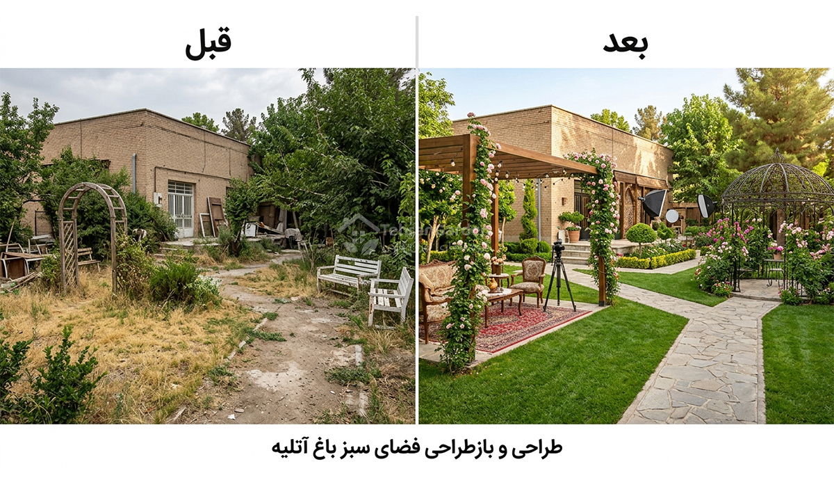 طراحی و بازطراحی فضای سبز باغ آتلیه